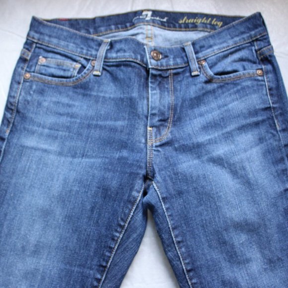 7 for all Mankind Straight Leg Size 27 Medium Wash Mid Rise - Picture 3 of 6